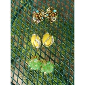 3 pair bundle of vintage clip on earrings